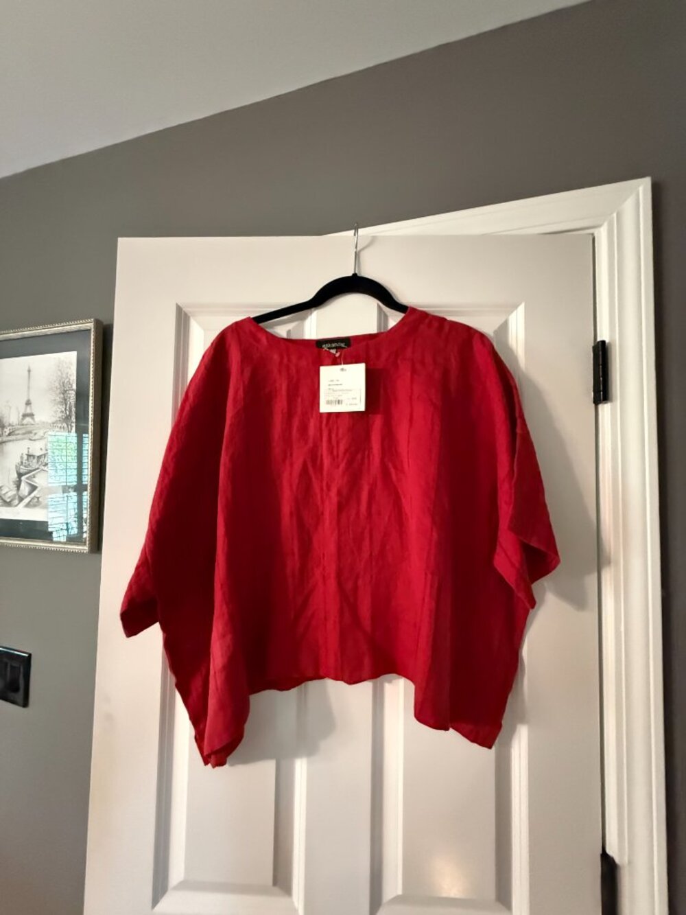 **Ruby Red Linen Eskandar Top**